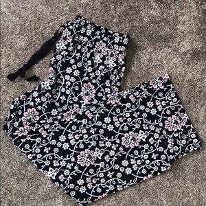 LOFT Black Flower Straight Leg Pants Size M